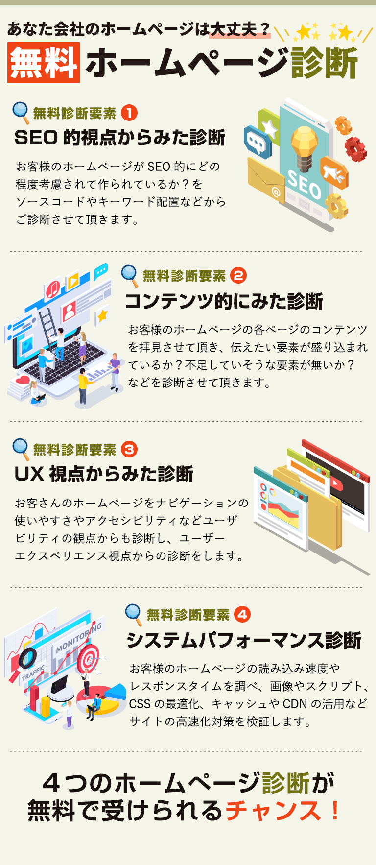 無料ホームぺージ診断